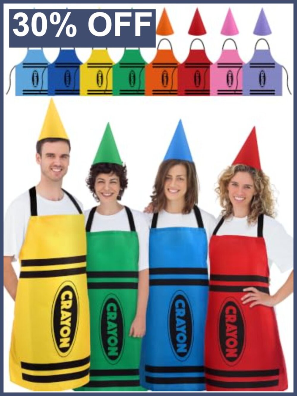 Crayon Costume Apron Cone Hat Set Adult Halloween Dress Up Party